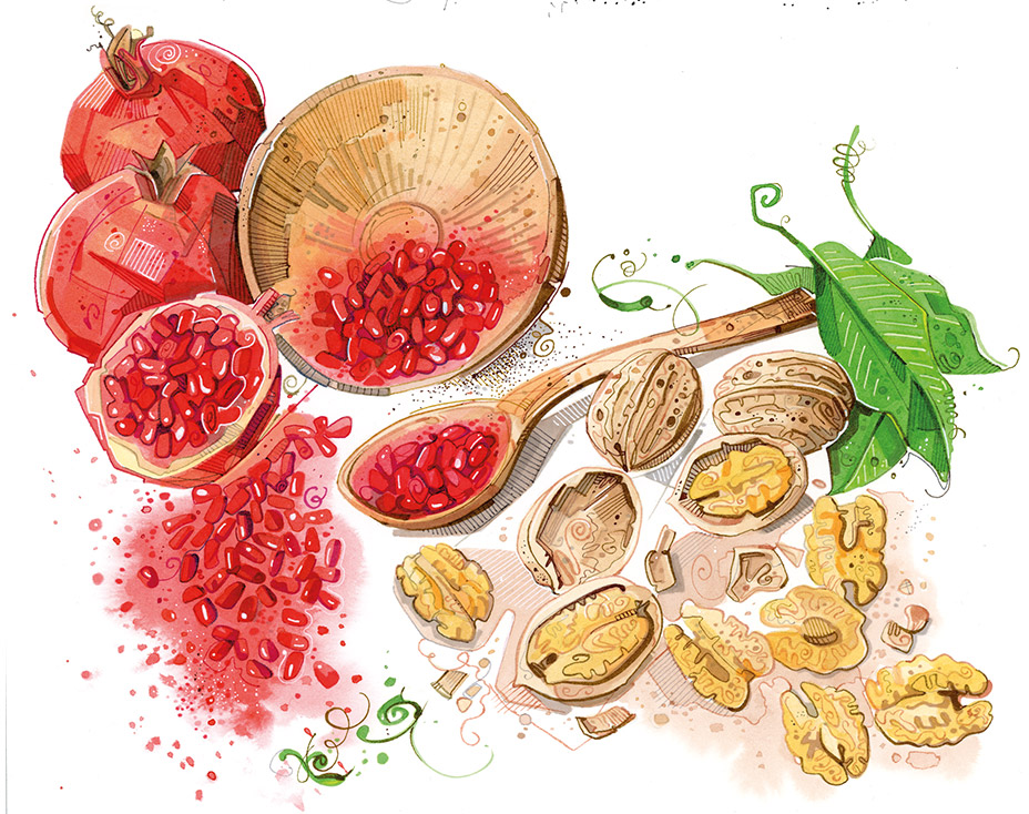 Affinity No3 - walnts and pomegranates.