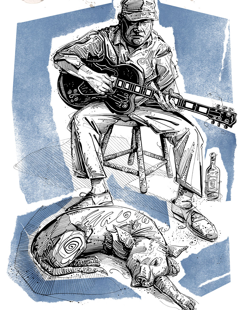 Busker and dog.